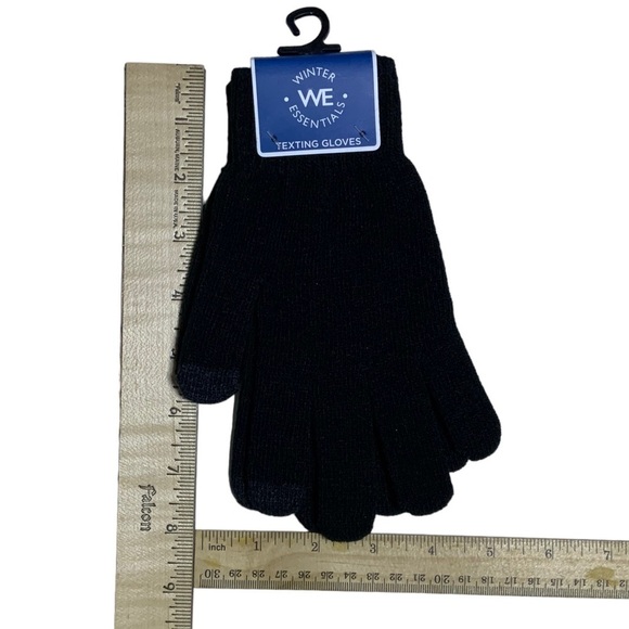 We Texting Touchscreen Gloves 2 Pair Warm Winter Stretchy Knit Black OS Unisex - Picture 9 of 16